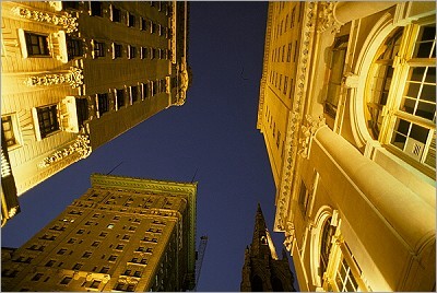 Gold Buildings At Night